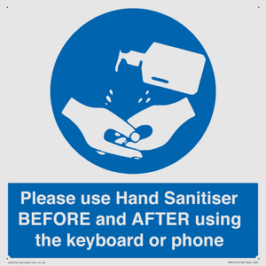 Please use Hand Sanitiser BEFORE and AFTER using the keyboard or phone